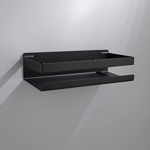 Modern Matte Black Shower Caddy with 20cm Shelves