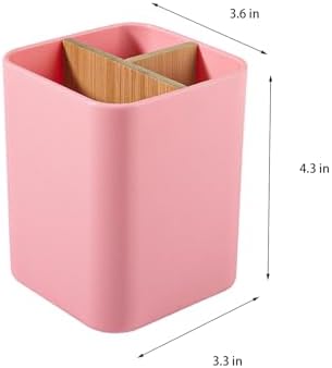 Bamboo Toothbrush Holder with 3 Slots - Pink