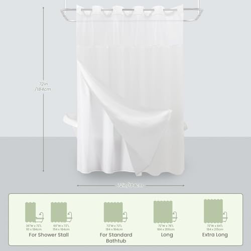 Inhousolu 72x72 Mesh Top Shower Curtain Set