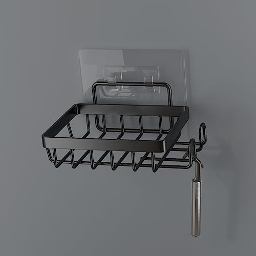 Adhesive Soap Bar Holder with 2 Hooks for Shower Wall 1