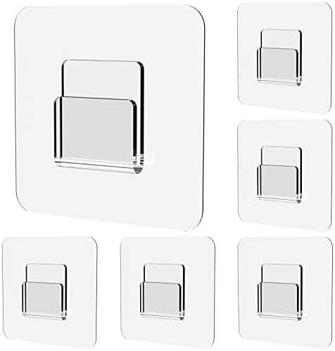 Jovware Adhesive Shower Caddy Hooks - 6 Pack Strong Transparent Flat Hooks