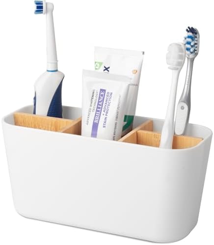 Heagoale Bamboo Toothbrush Holder with 5 Slots