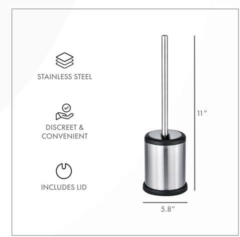 ToiletTree Chrome Toilet Brush with Lid and Holder