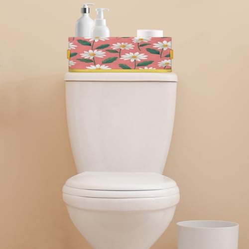 Floral Daisy Toilet Paper Basket with Handle for Bathroom Storage