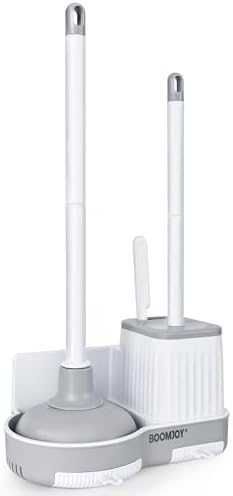BOOMJOY Toilet Brush and Plunger Set with Hidden Holder