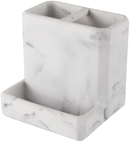 SZYRL Toothbrush Holder with 3 Compartment Storage