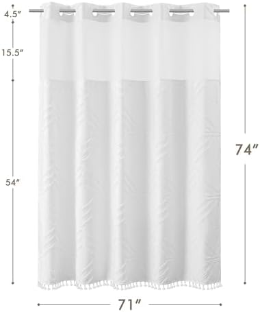 ROSERY Boho Farmhouse Shower Curtain Set with Tassel and Snap-in Liner