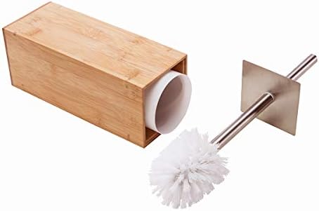 GOBAM Bamboo Toilet Bowl Cleaner with Holder - Hidden Stainless Steel Brush