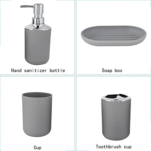 4 Piece Bathroom Accessory Set in Gray