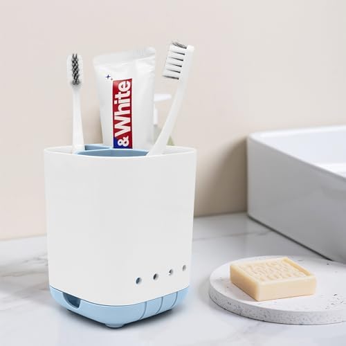 Scartink Toothbrush Holder 3-Slot Anti-Slip Organizer for Bathroom Blue