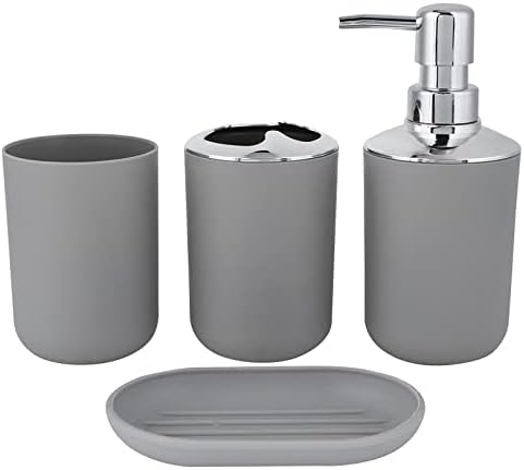 4 Piece Bathroom Accessory Set in Gray