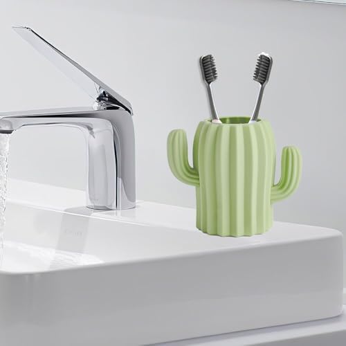 Maxramic Silicone Kids Cactus Toothbrush Holder Unbreakable Green