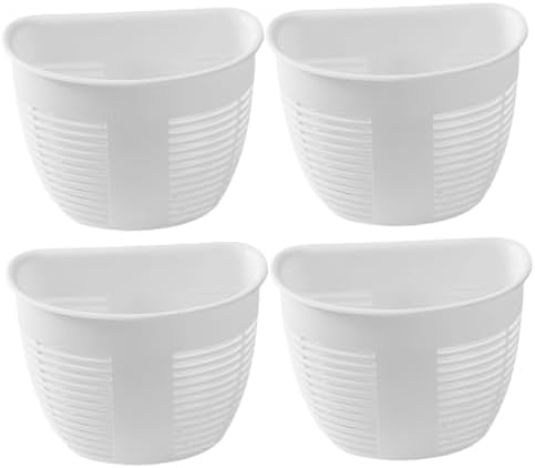 NAMOARLY 4pcs White Wicker Shower Storage Basket Drill-Free Wall Organizer