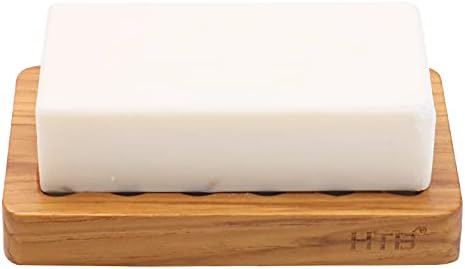 HTB Teak Wood Slotted Soap Holder for Shower Sink and RV