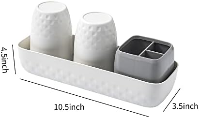 Vowupt Toothbrush Holder Set - 3 Slots Sturdy White