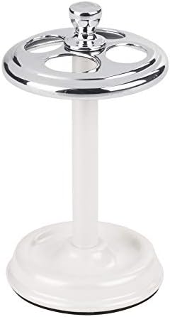 InterDesign York Collection Toothbrush Holder - 4 Slots Chrome Pearl White