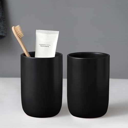 Matte Black Ceramic Toothbrush Holder Set