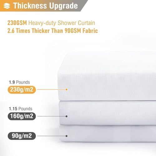 BTTN Linen Textured Shower Curtain Set - 60 x 84 Inch White