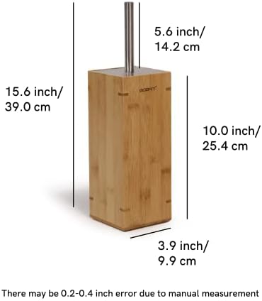 GOBAM Bamboo Toilet Bowl Cleaner with Holder - Hidden Stainless Steel Brush