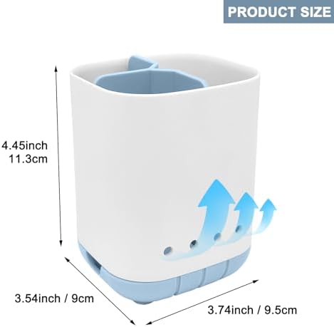 Scartink Toothbrush Holder 3-Slot Anti-Slip Organizer for Bathroom Blue