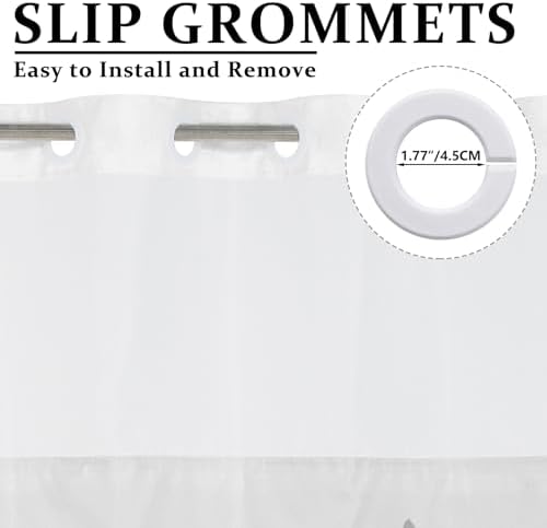 AWERT Forest Grey No Hook Shower Curtain with Liner