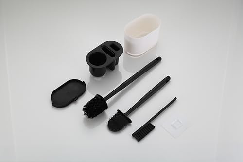 3-in-1 Toilet Brush Plunger Set with Bracket Gray
