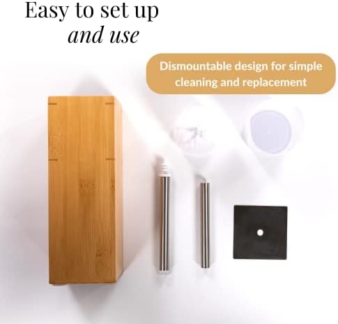 GOBAM Bamboo Toilet Bowl Cleaner with Holder - Hidden Stainless Steel Brush