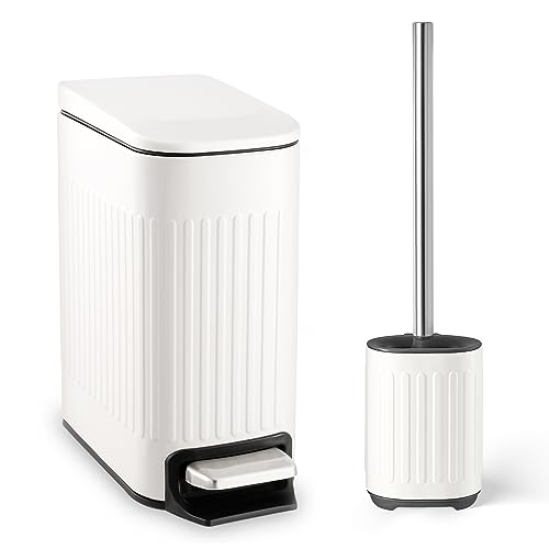 TrashAid Bathroom Trash Can with Toilet Brush Set 1
