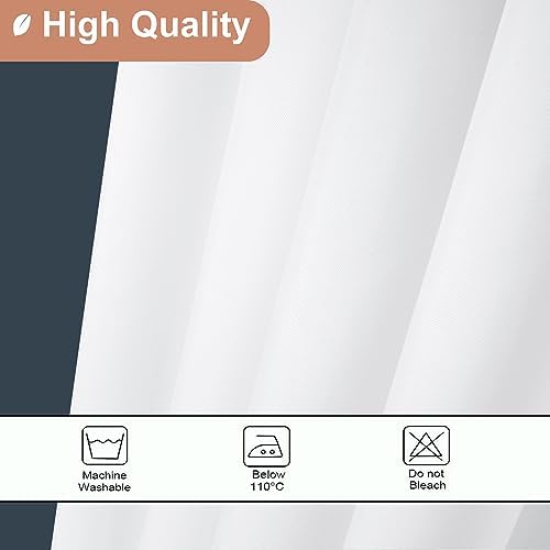 UFRIDAY 48x72 Inch White Shower Curtain with 8 Hooks
