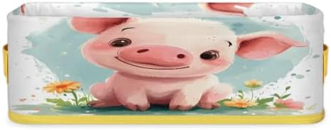 Cute Pinks Pig Toilet Paper Storage Basket with Handles