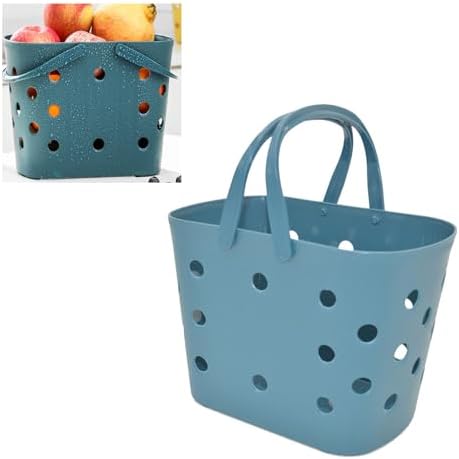 DMLENGOIN Portable Shower Basket with Handle - Blue