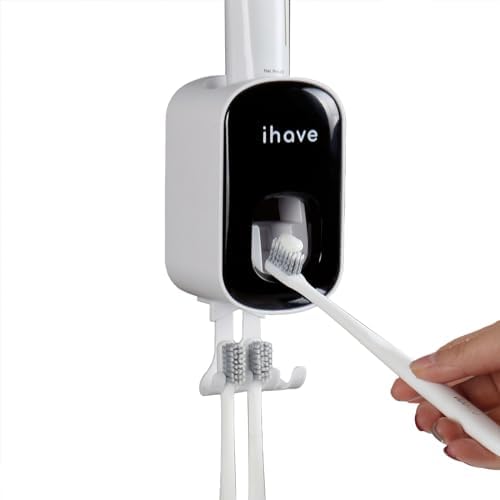 iHave Toothbrush Holder with Dispenser - Easy Mount Sturdy and Stylish