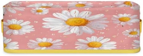 Daisy Spring Flower Toilet Paper Basket with Handle for Bathroom Storage