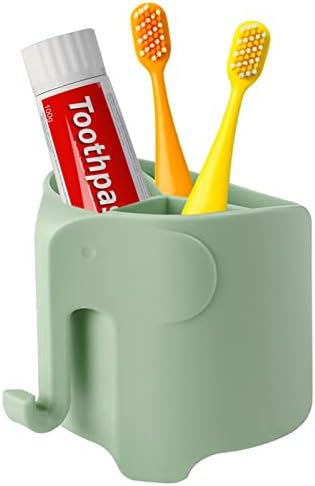 RyanLemon Elephant Toothbrush Holder for Kids with Hook and 3 Slots