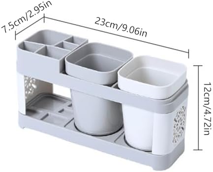 Modern Bathroom Decor Toothbrush Stand with 2 Mugs and Shelf