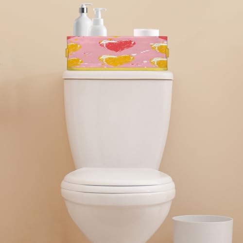 Hearts Pattern Toilet Paper Storage Basket with Handle