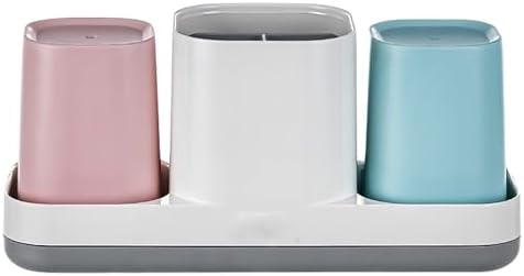 Kids Toothbrush Holder with Pink Blue Cups and Storage