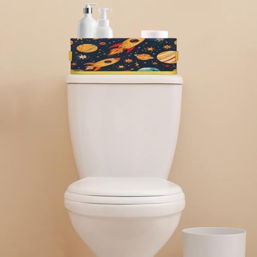 Space Planet Rockets Toilet Paper Basket with Handles 1