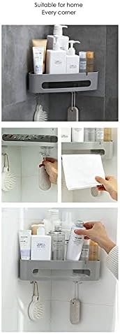 TYZK Gray Wall Mounted Shower Shelf with Hooks