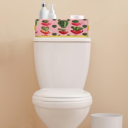 Cactus Valentines Day Toilet Paper Basket for Bathroom Storage