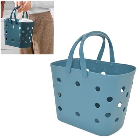 DMLENGOIN Portable Shower Basket with Handle - Blue