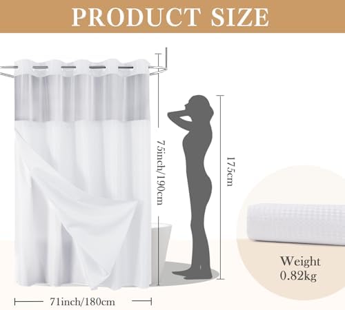 ADABOO Clear Shower Curtain with Snap-in Liner Set 1