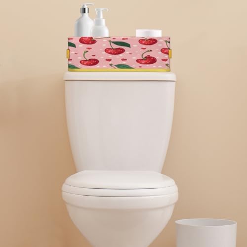 Cute Pink Cherry Toilet Paper Storage Basket with Handle