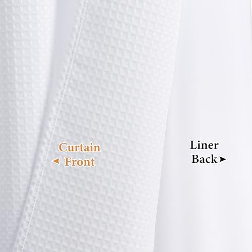 Naturoom White Waffle Shower Curtain Set with Liner