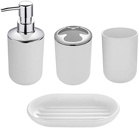 Plastic Bathroom Accessory Set 4 Piece Collection