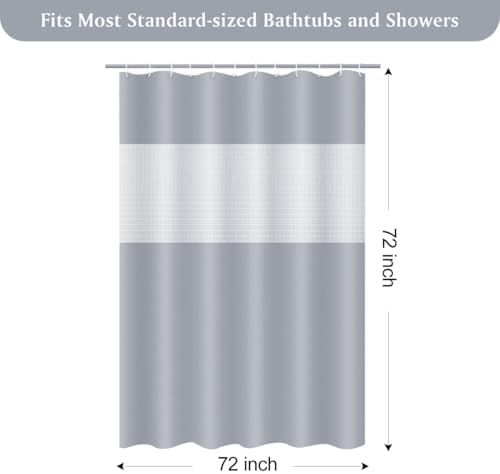 Timecity Grey Shower Curtain Set with 12 Hooks 1