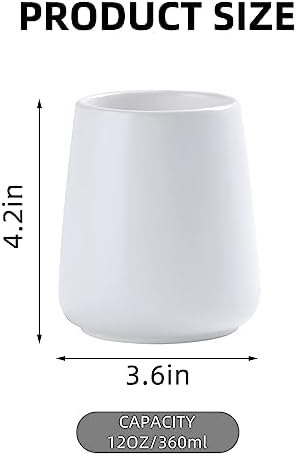 Eyrozia White Ceramic Toothbrush Holder for Bathroom