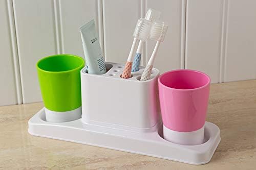 Bathroom Toothbrush Holder with 2 Rinsing Cups 1