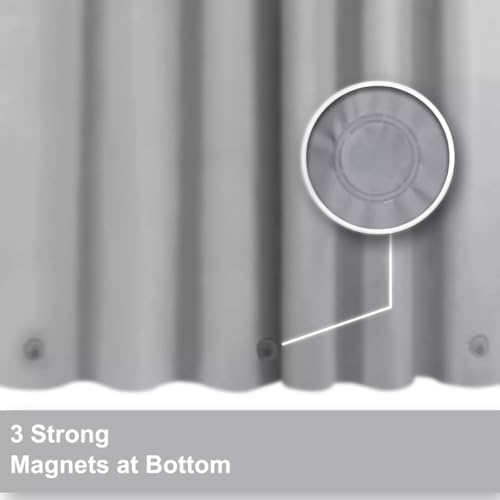 Grey Shower Curtain Liner with 12 Hooks