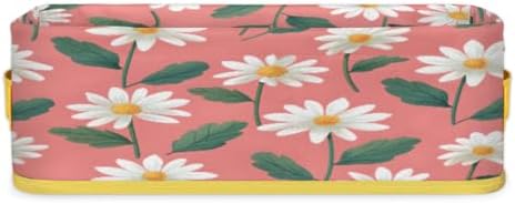 Floral Daisy Toilet Paper Basket with Handle for Bathroom Storage